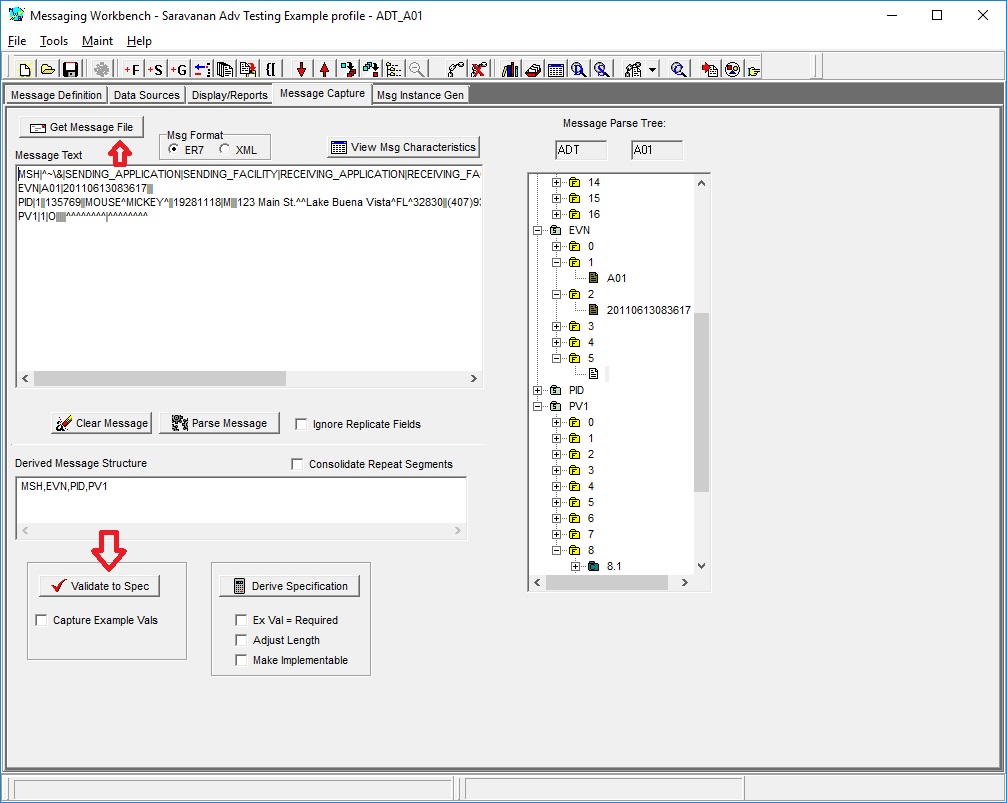 Messaging Workbench Validation Process Screenshot